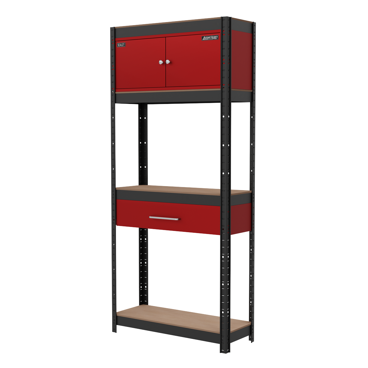 Shelving Unit 4-Tier with Cupboard & Drawer