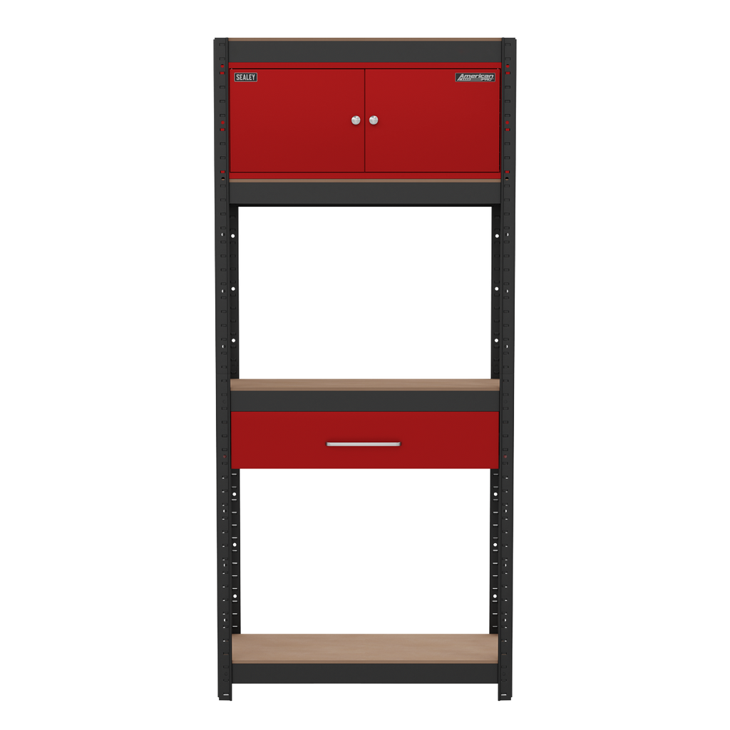 Shelving Unit 4-Tier with Cupboard & Drawer
