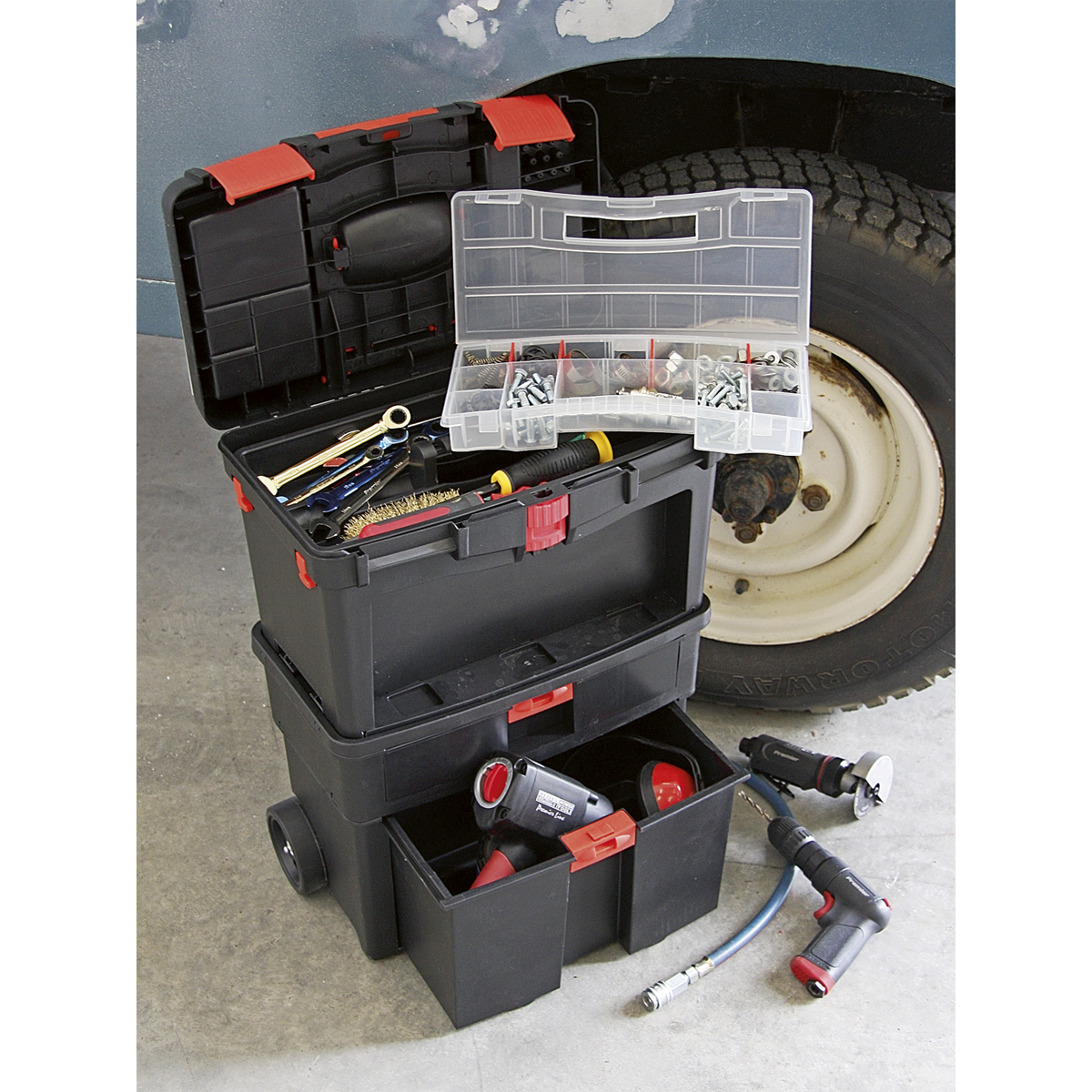 Mobile Toolbox with Tote Tray & Removable Assortment Box (AP850)