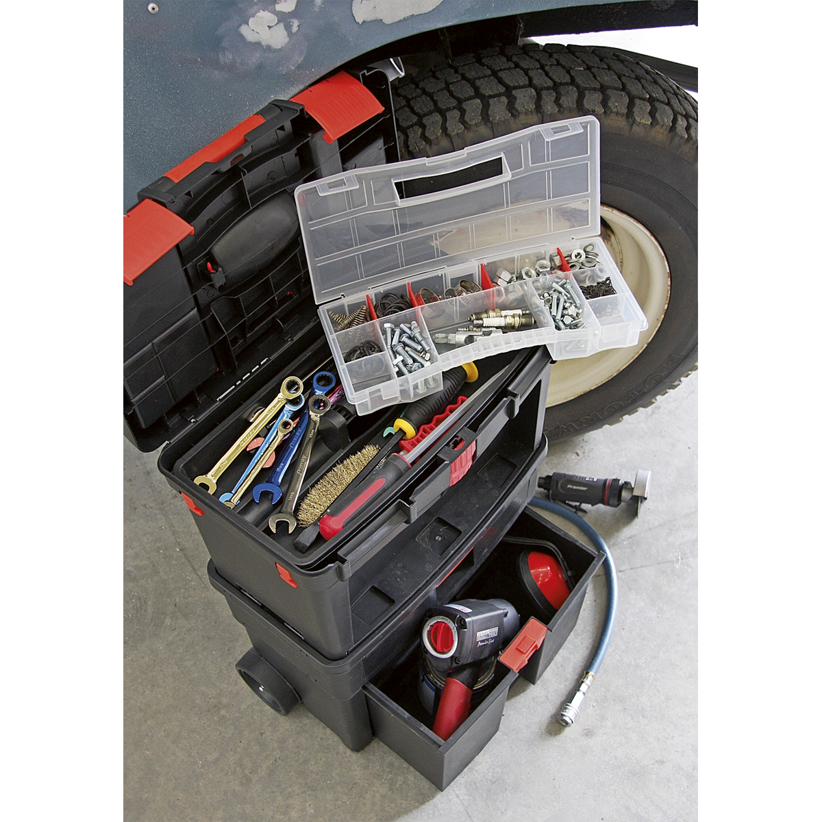Mobile Toolbox with Tote Tray & Removable Assortment Box (AP850)