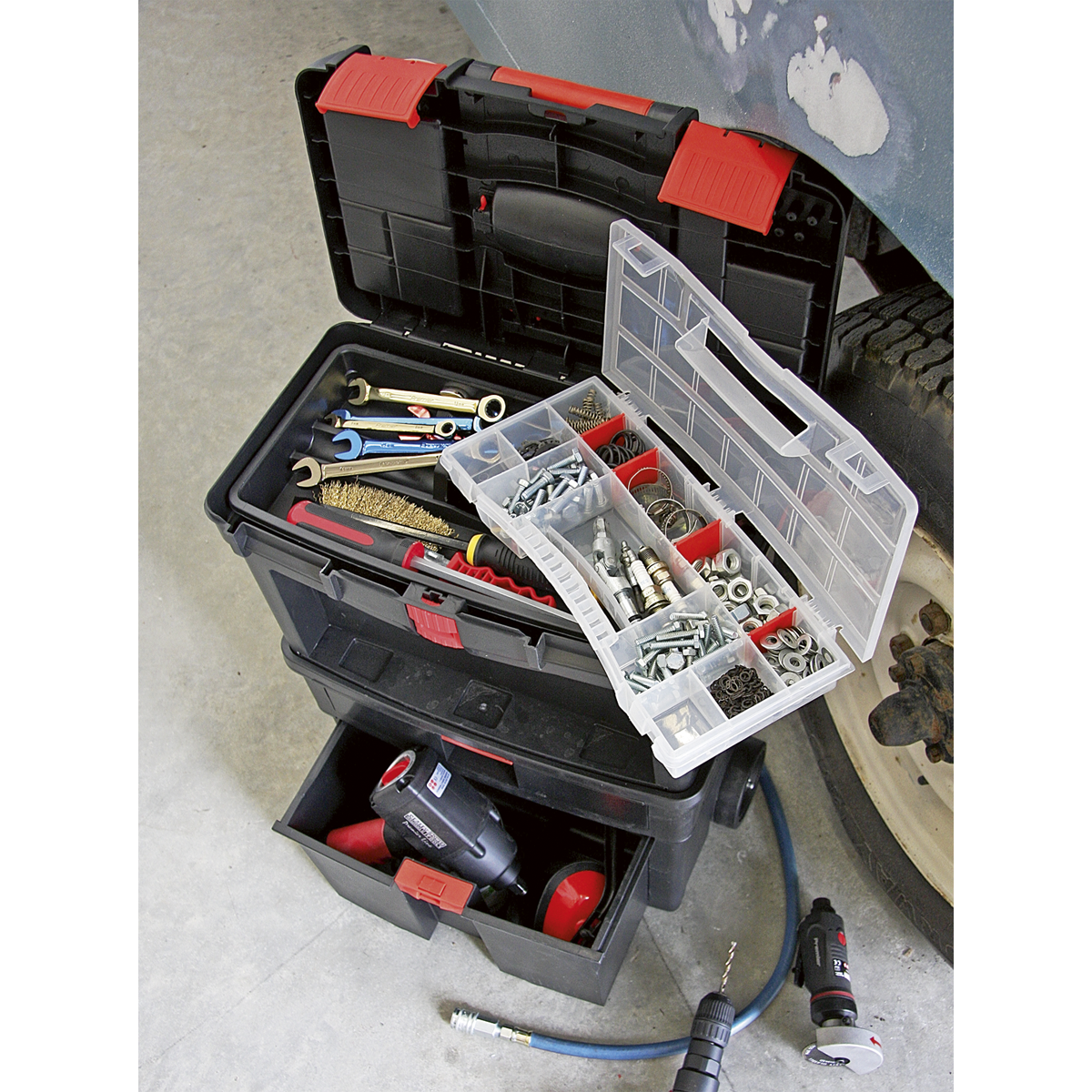 Mobile Toolbox with Tote Tray & Removable Assortment Box (AP850)