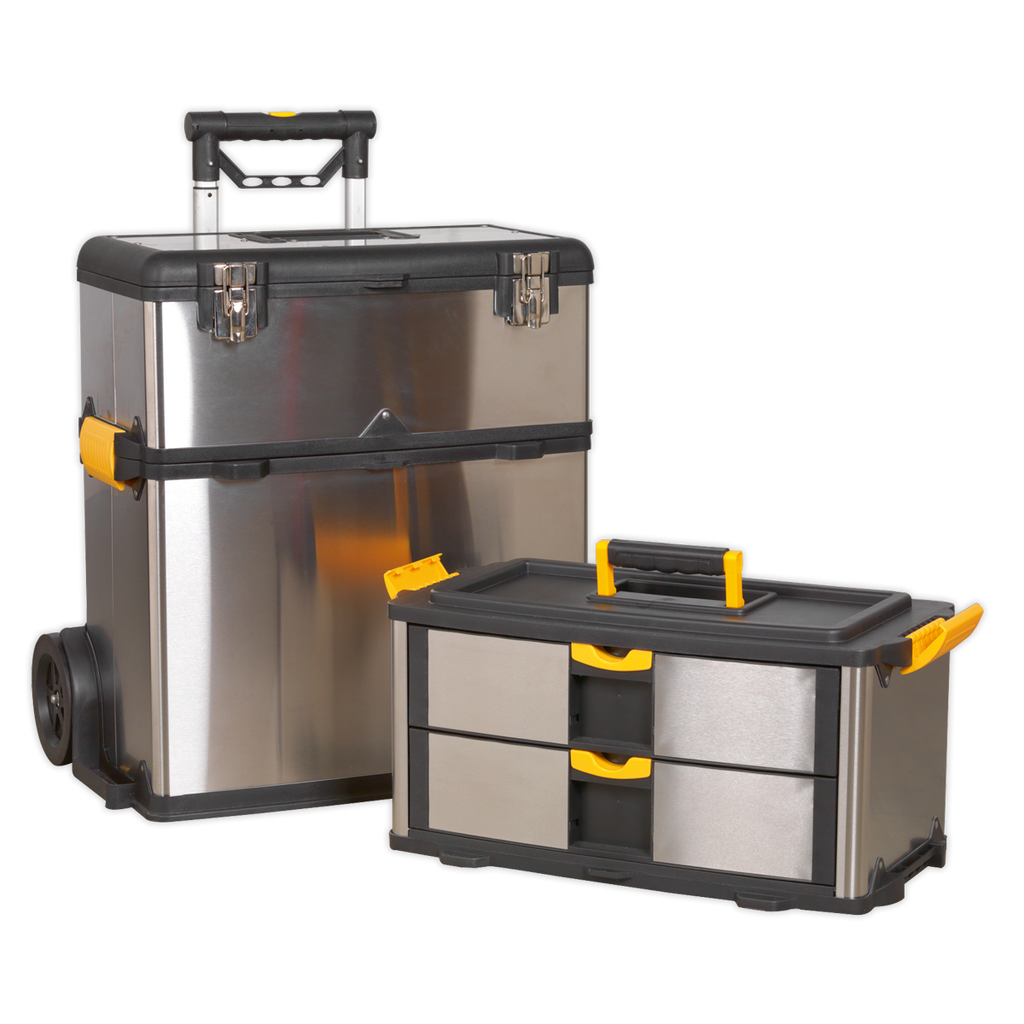 Mobile Stainless Steel/Composite Toolbox with 3 Compartments (AP855)