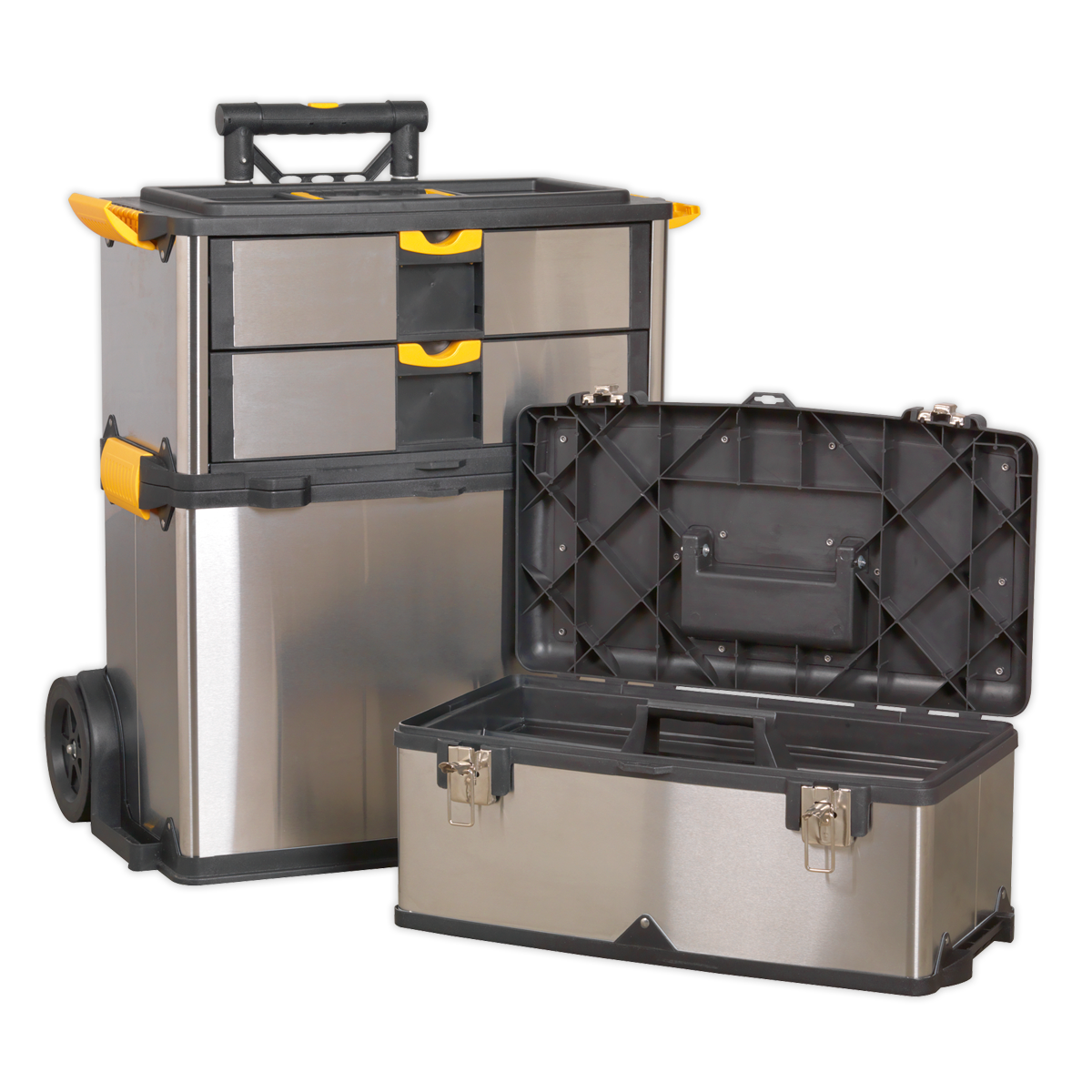 Mobile Stainless Steel/Composite Toolbox with 3 Compartments (AP855)