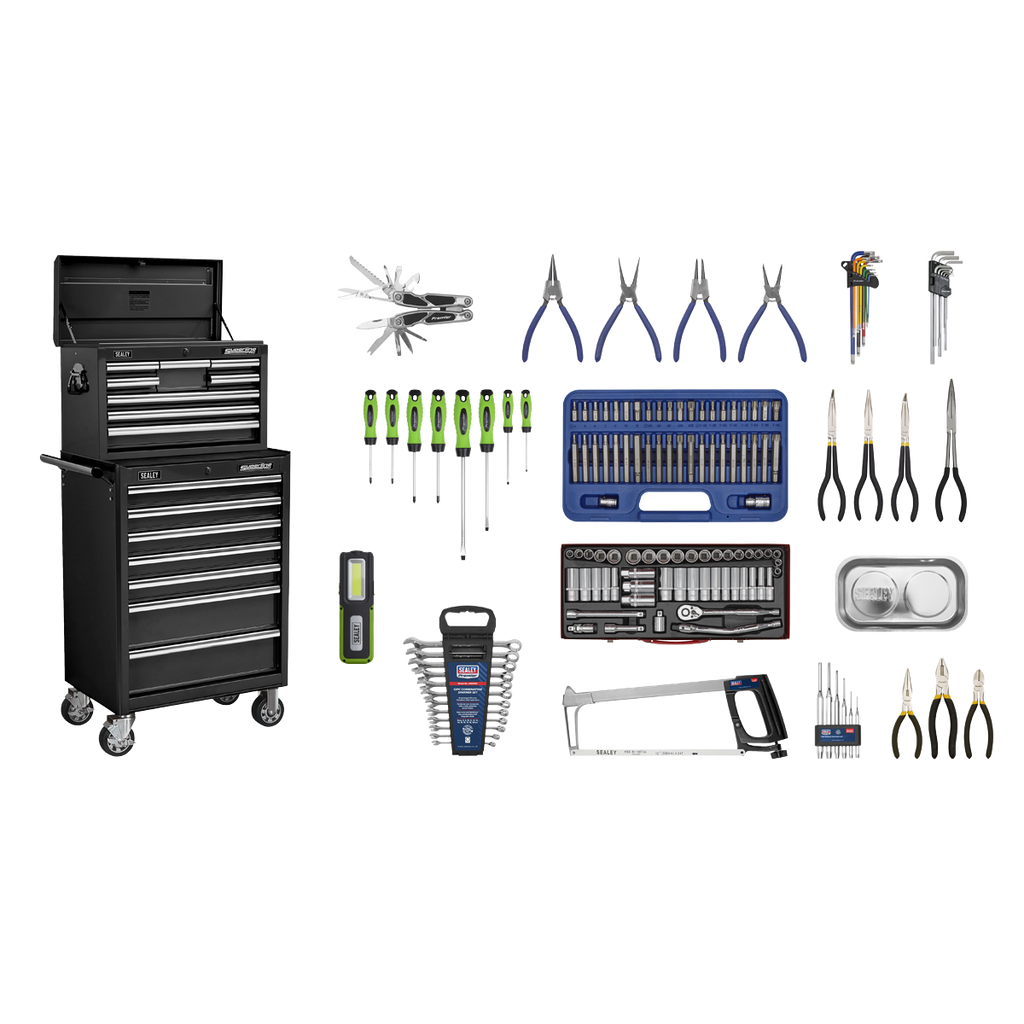Superline PRO® Topchest & Rollcab Combination 15 Drawer with 148pc Tool Kit - Black
