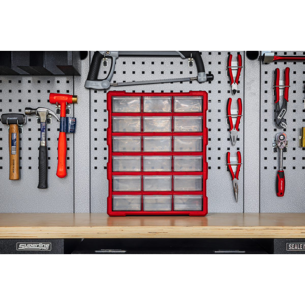 Cabinet Box, 18 Drawer, Red/Black (APDC18R)