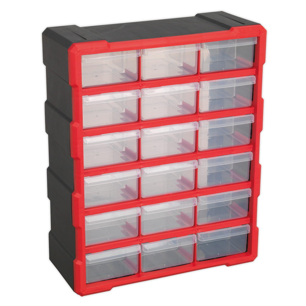 Cabinet Box, 18 Drawer, Red/Black (APDC18R)
