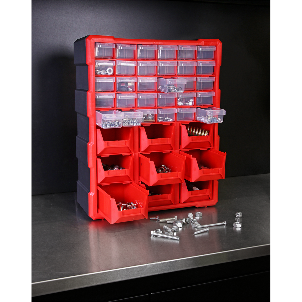 Cabinet Box, 39 Drawer, Red/Black (APDC39R)