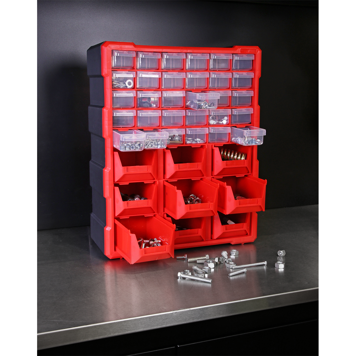 Cabinet Box, 39 Drawer, Red/Black (APDC39R)