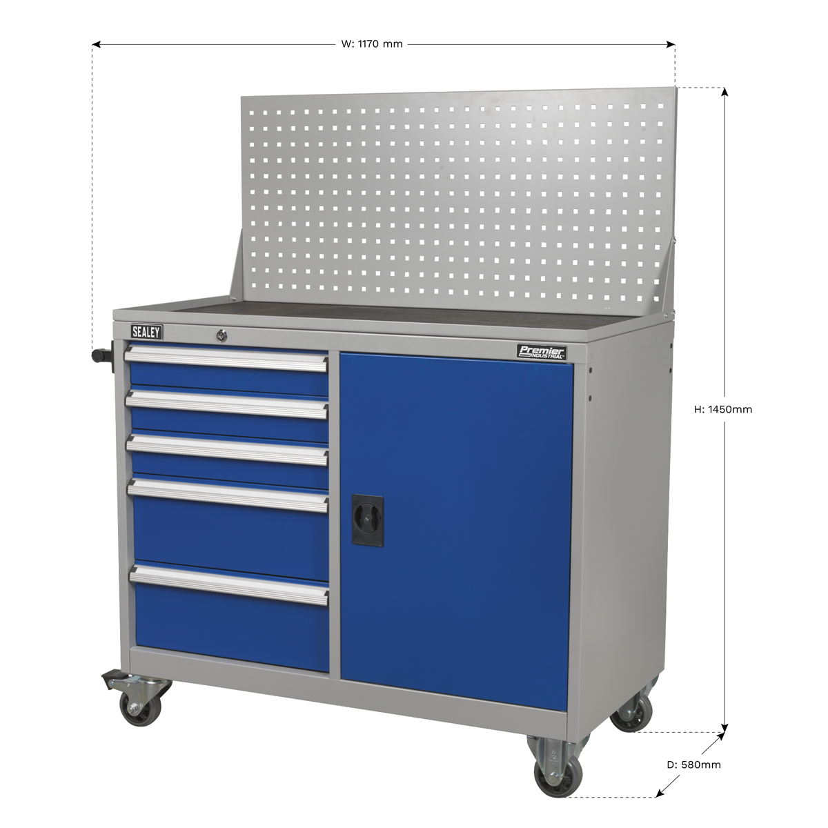 Premier Industrial™ Mobile Workstation with 5 Drawers & 1 Shelf