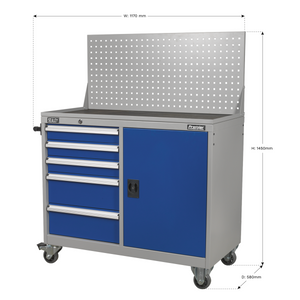 Premier Industrial™ Mobile Workstation with 5 Drawers & 1 Shelf