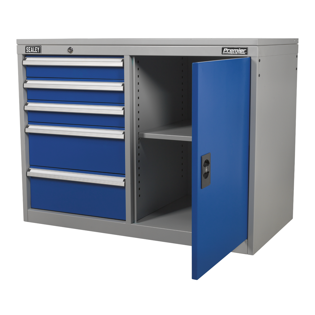 Premier Industrial™ Cabinet/Workstation with 5 Drawers & 1 Shelf