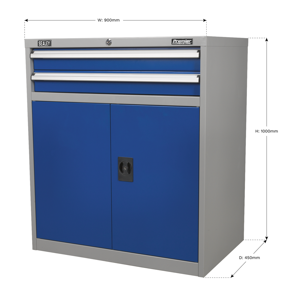 Premier Industrial™ Industrial Cabinet with 2 Drawers & 1 Shelf