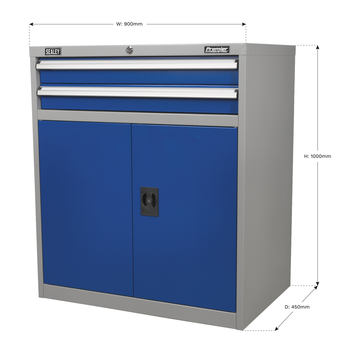 Premier Industrial™ Industrial Cabinet with 2 Drawers & 1 Shelf