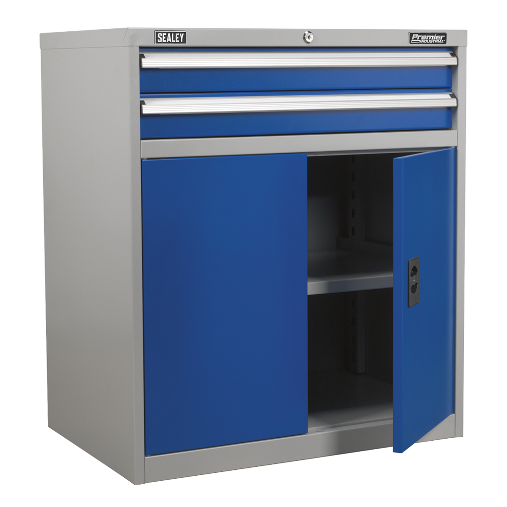 Premier Industrial™ Industrial Cabinet with 2 Drawers & 1 Shelf