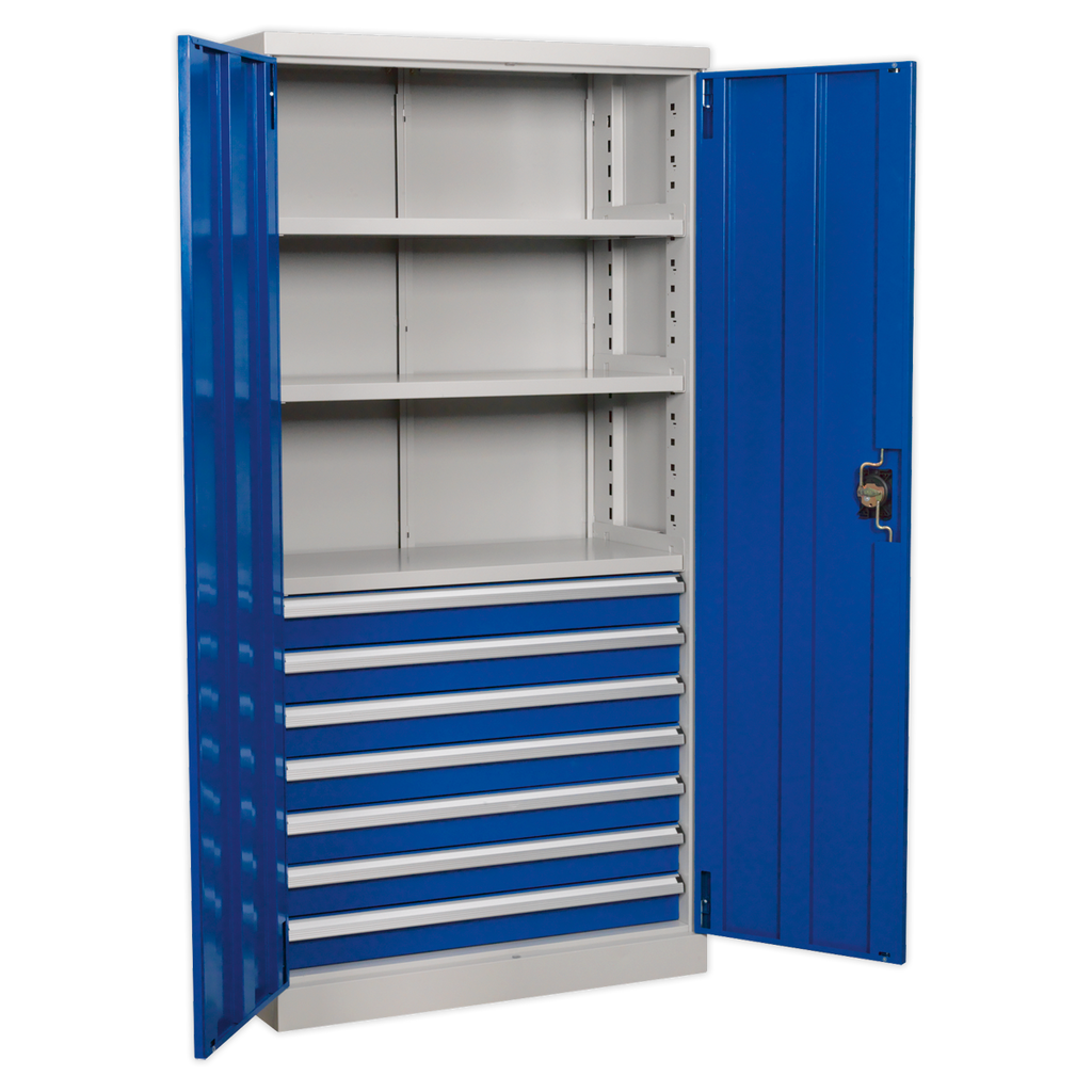 Premier Industrial™ Cabinet with 7 Drawers & 3 Shelves 1800mm