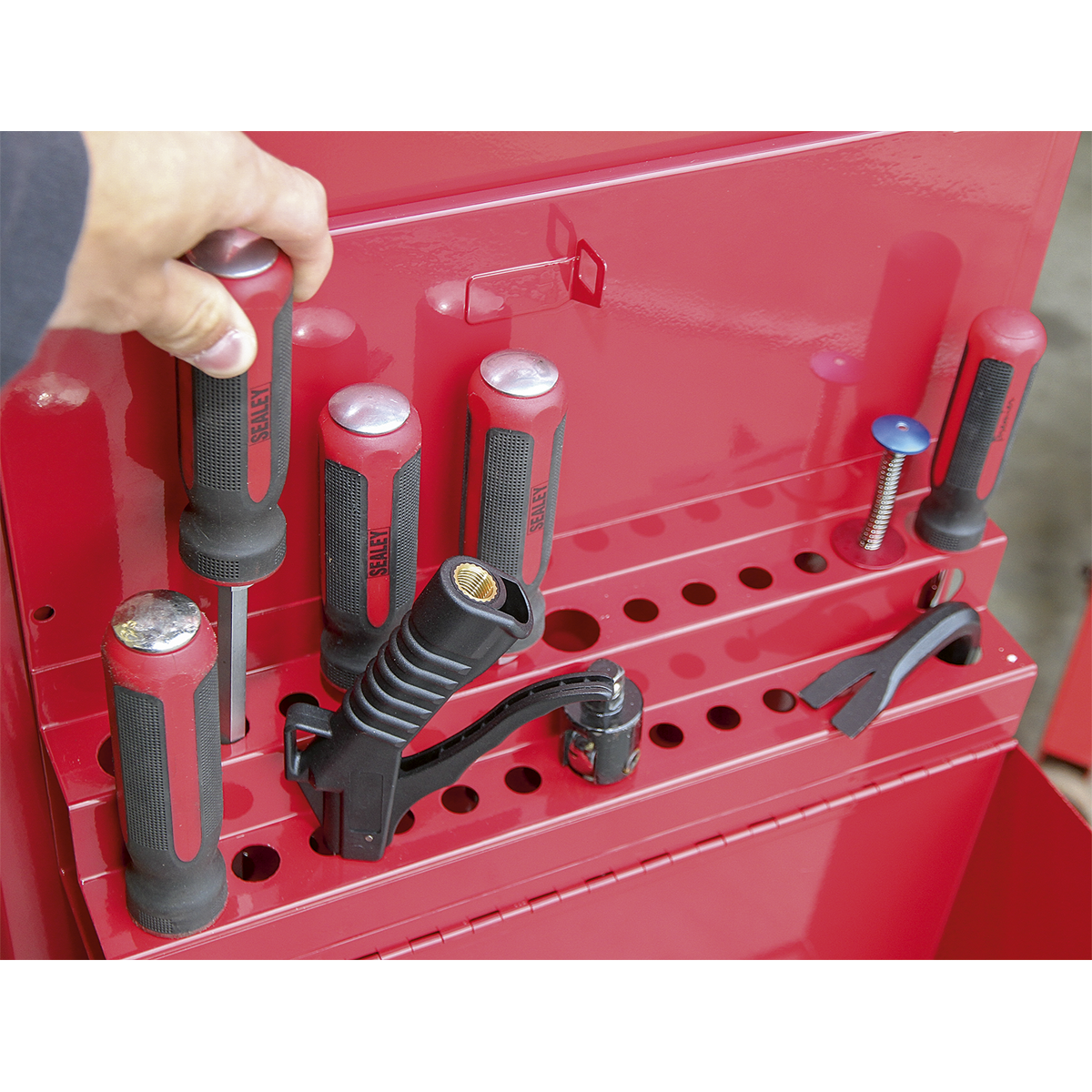 Side Cabinet for Long Handle Tools, Red (APLHT)