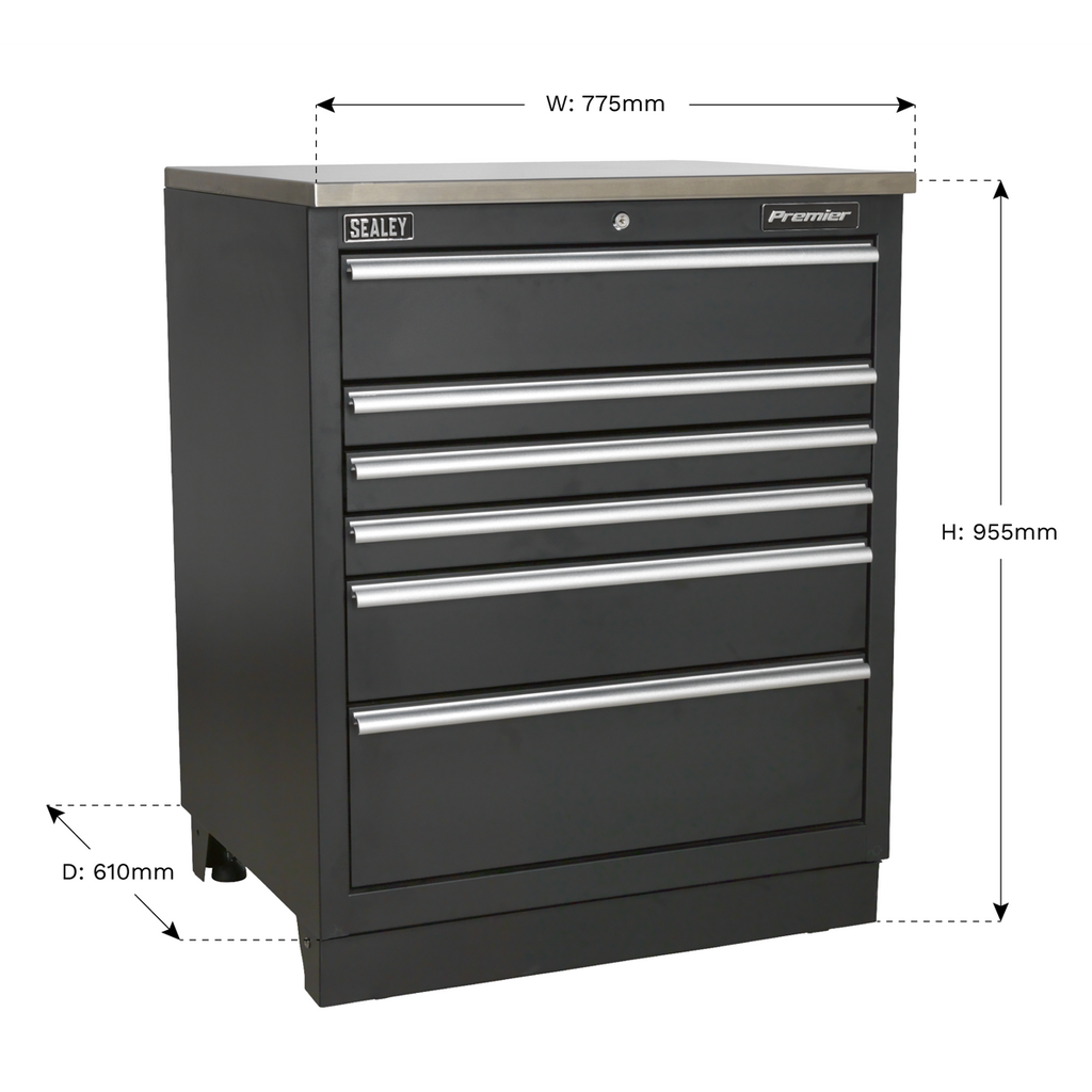 Premier™ Heavy-Duty Modular Floor Cabinet 6 Drawer 775mm