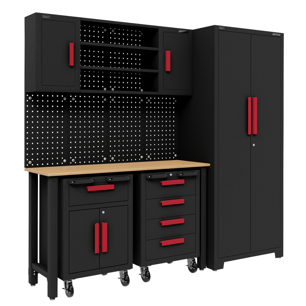Complete Garage Storage System with 2 Mobile Trolleys