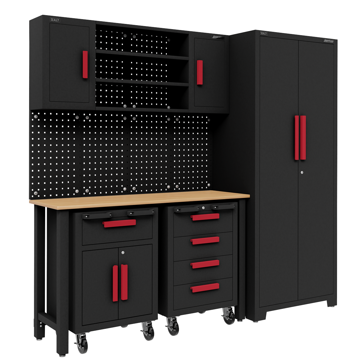 Complete Garage Storage System with 2 Mobile Trolleys