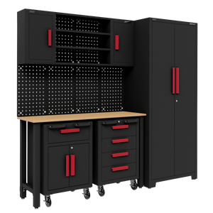 Complete Garage Storage System with 2 Mobile Trolleys