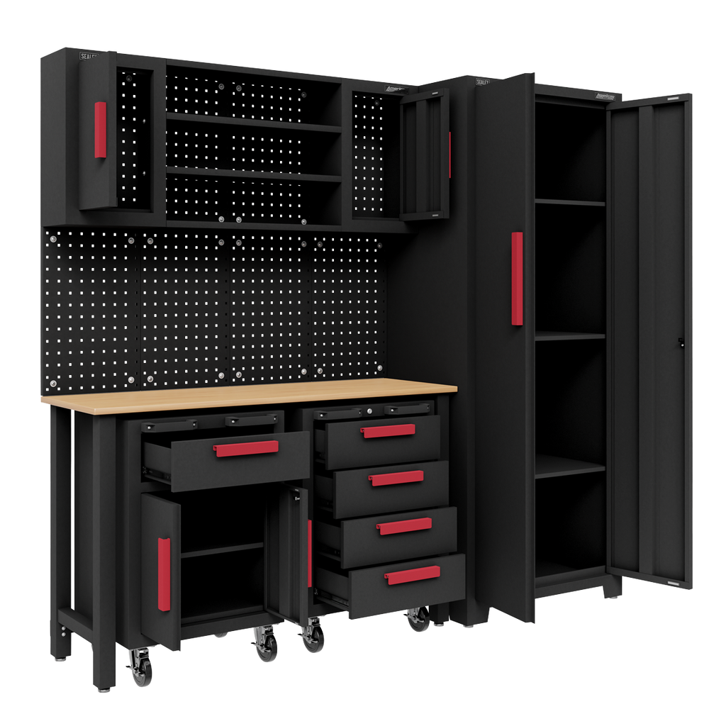 Complete Garage Storage System with 2 Mobile Trolleys