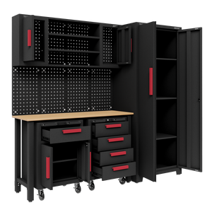 Complete Garage Storage System with 2 Mobile Trolleys