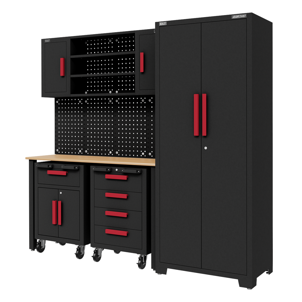 Complete Garage Storage System with 2 Mobile Trolleys