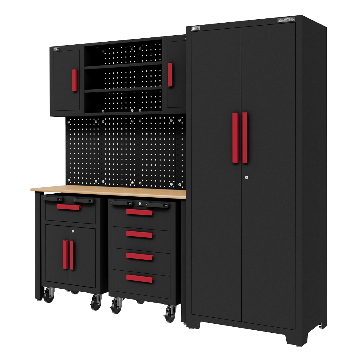 Complete Garage Storage System with 2 Mobile Trolleys