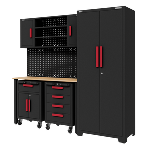 Complete Garage Storage System with 2 Mobile Trolleys