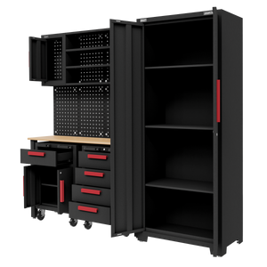 Complete Garage Storage System with 2 Mobile Trolleys