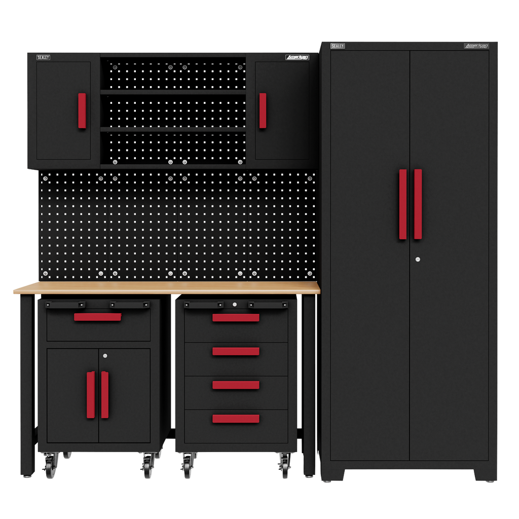 Complete Garage Storage System with 2 Mobile Trolleys