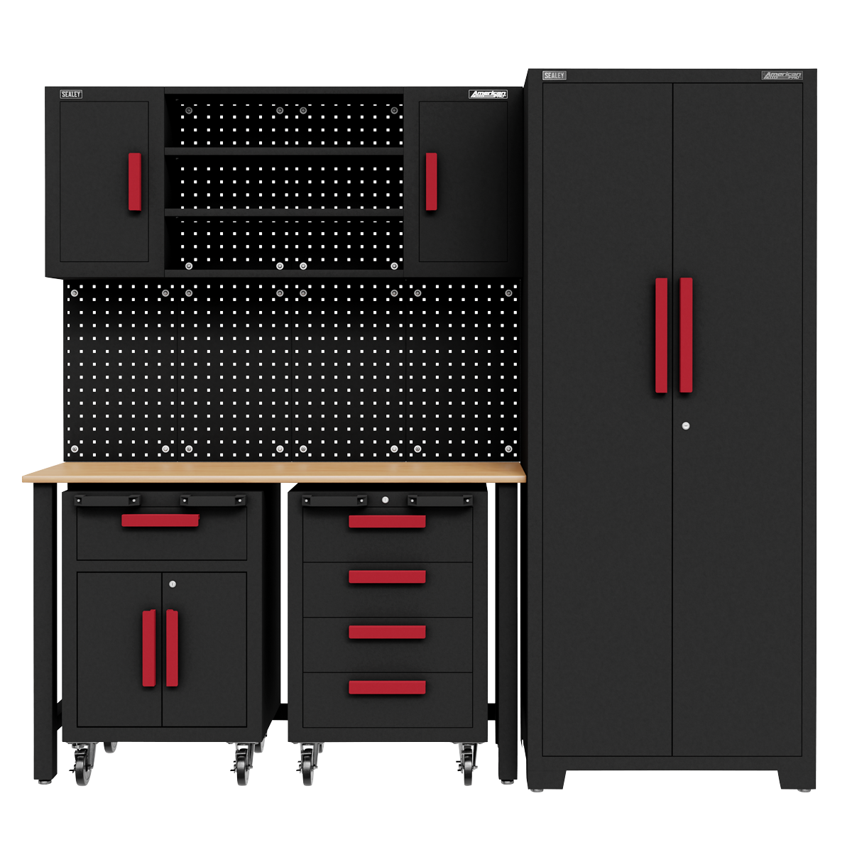 Complete Garage Storage System with 2 Mobile Trolleys