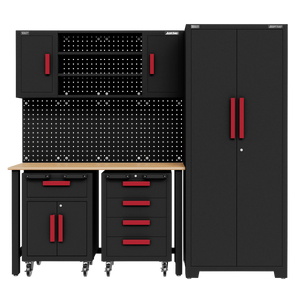 Complete Garage Storage System with 2 Mobile Trolleys