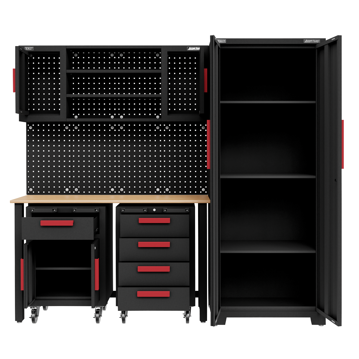 Complete Garage Storage System with 2 Mobile Trolleys