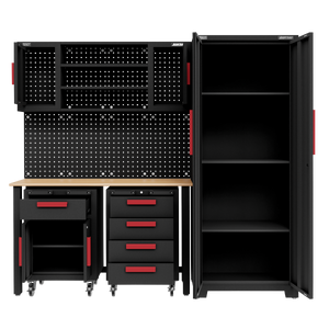 Complete Garage Storage System with 2 Mobile Trolleys