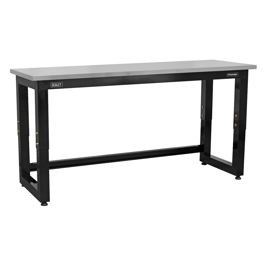 Premier™ Heavy-Duty Steel Adjustable Workbench with Stainless Steel Worktop 1830mm