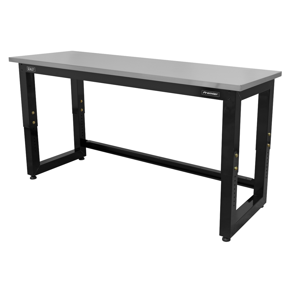 Premier™ Heavy-Duty Steel Adjustable Workbench with Stainless Steel Worktop 1830mm