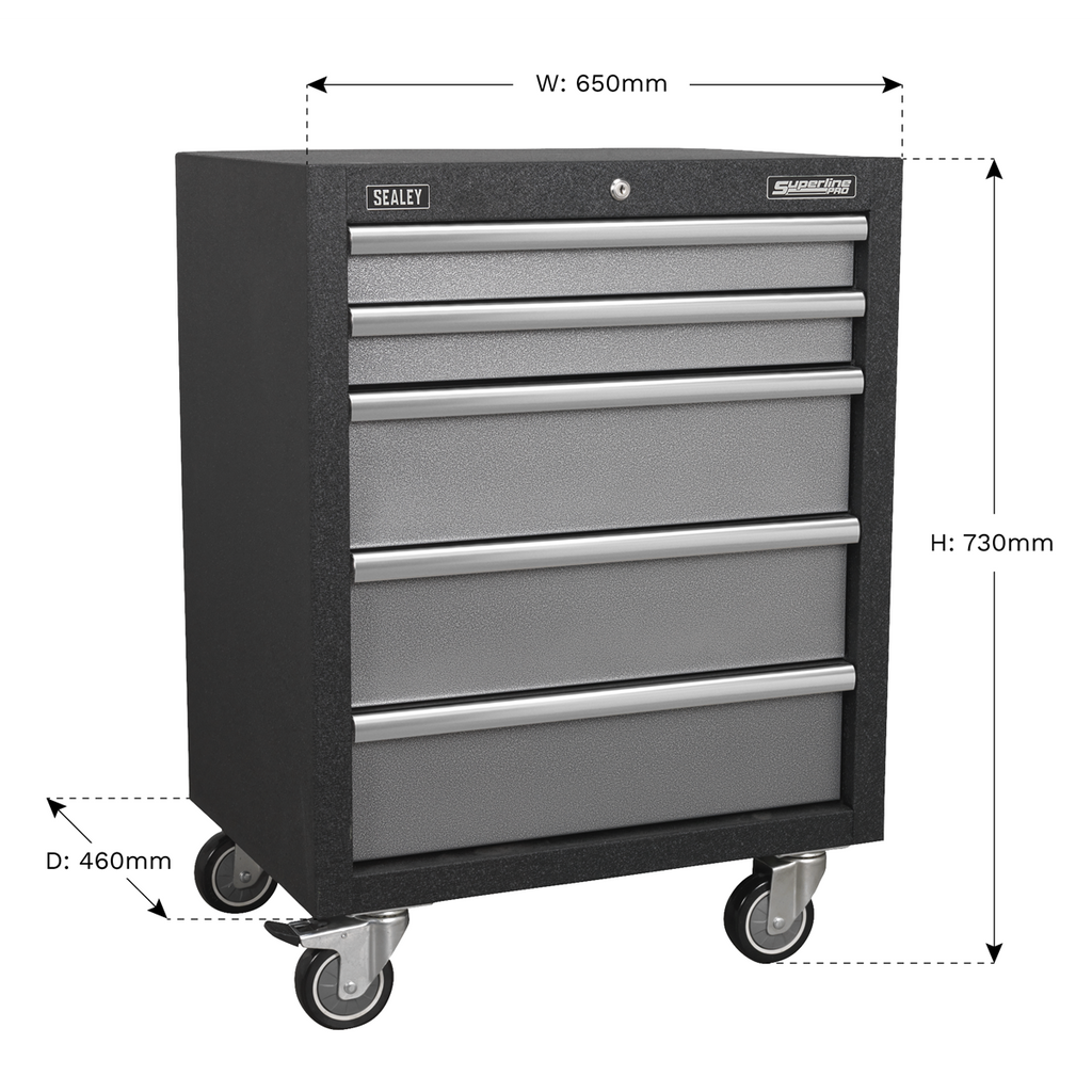 Superline PRO® Modular Mobile Cabinet 5 Drawer 650mm