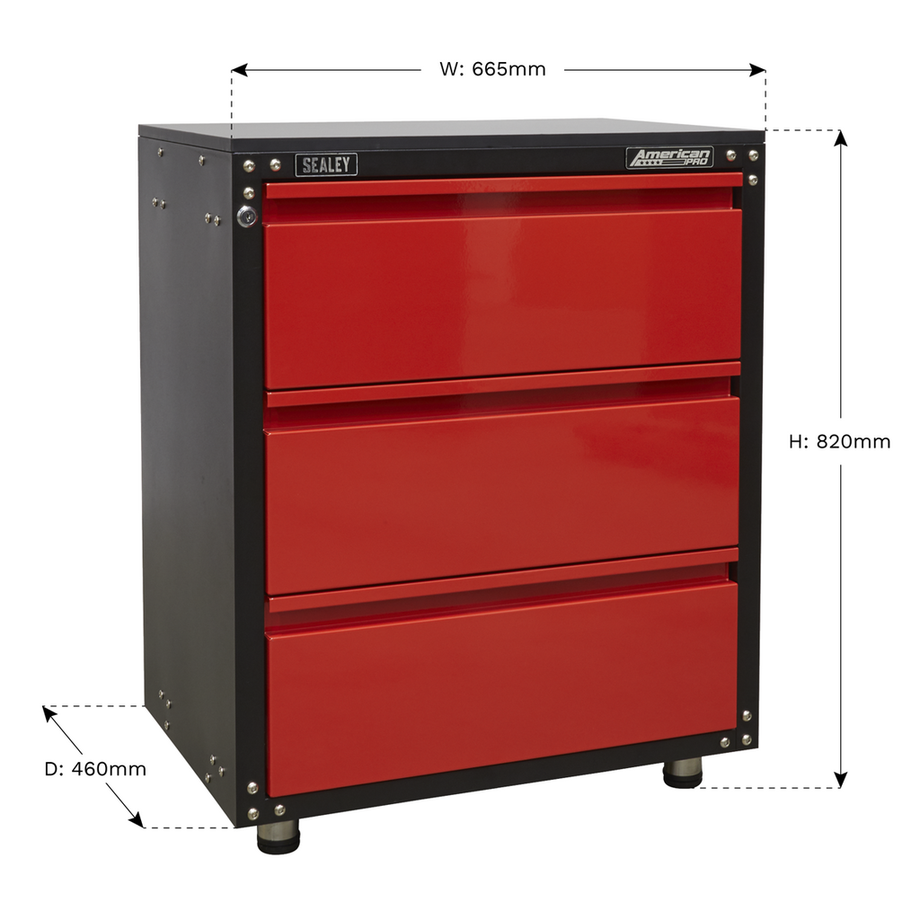 American PRO® Modular Cabinet with Worktop 3 Drawer 665mm