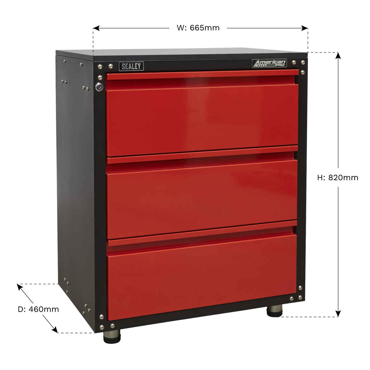 American PRO® Modular Cabinet with Worktop 3 Drawer 665mm