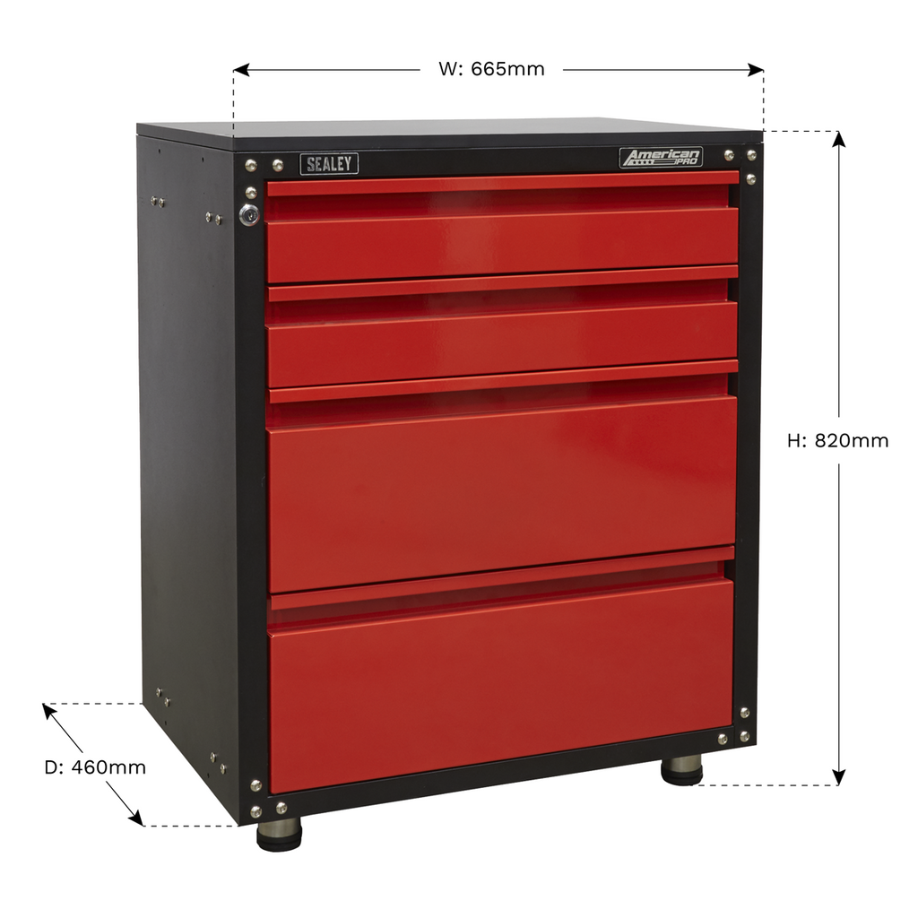 American PRO® Modular Cabinet with Worktop 4 Drawer 665mm