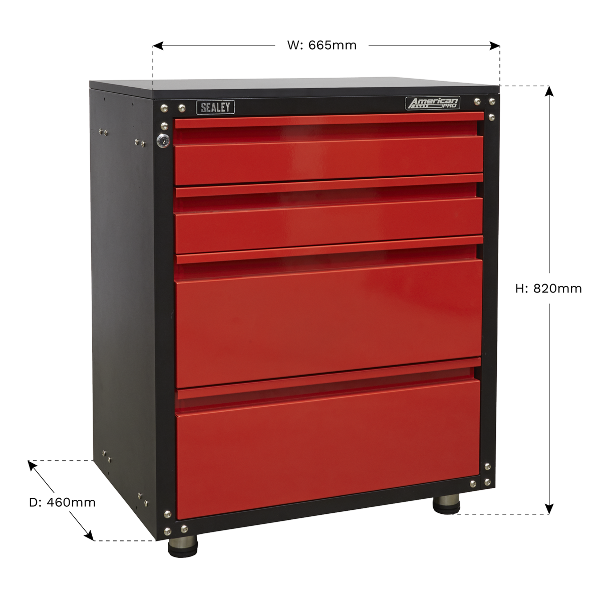 American PRO® Modular Cabinet with Worktop 4 Drawer 665mm