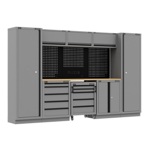 Superline PRO® Black Edition Storage System with Rubber Wood Worktop 3.24m
