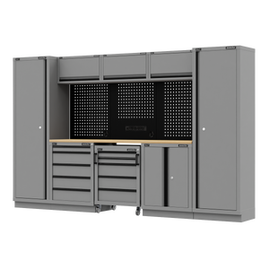 Superline PRO® Black Edition Storage System with Rubber Wood Worktop 3.24m