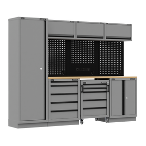 Superline PRO® Black Edition Storage System with Rubber Wood Worktop 2.64m