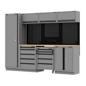 Superline PRO® Black Edition Storage System with Rubber Wood Worktop 2.64m