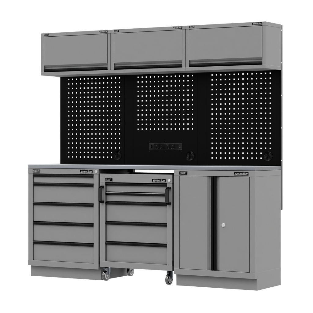 Superline PRO® Black Edition Storage System with Stainless Worktop 2.04m
