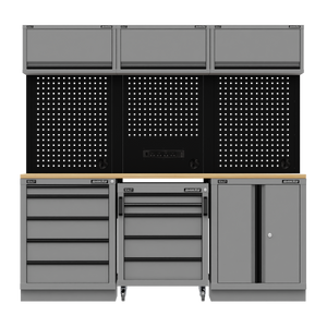 Superline PRO® Black Edition Storage System with Rubber Wood Worktop 2.04m
