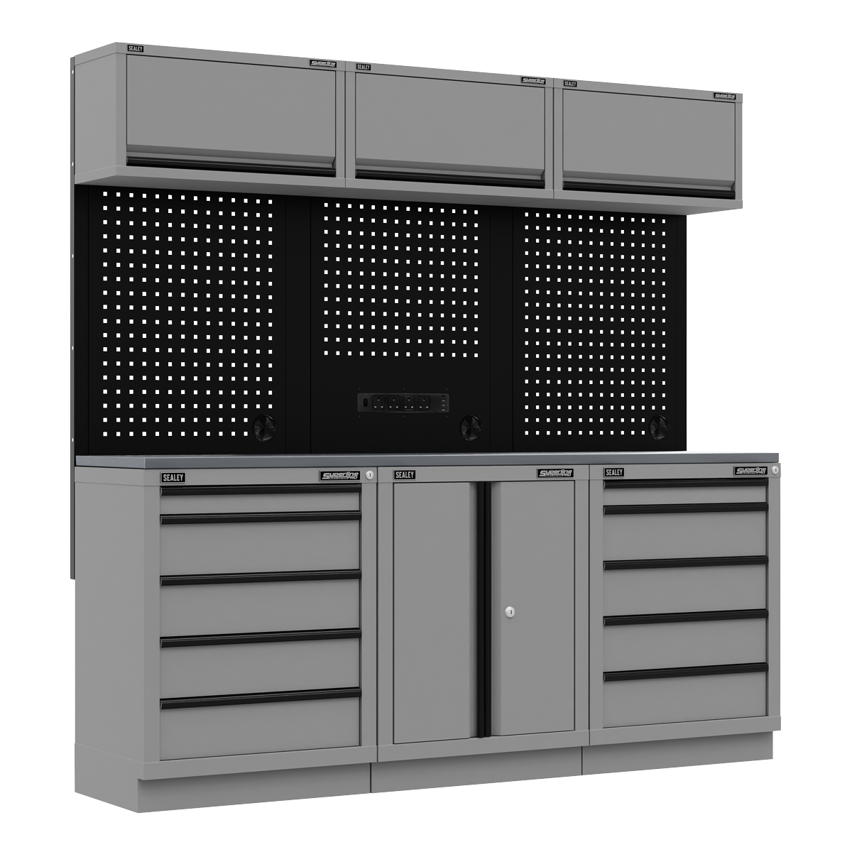 Superline PRO® Black Edition Storage System with Stainless Worktop 2.04m