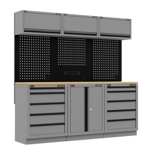Superline PRO® Black Edition Storage System with Rubber Wood Worktop 2.04m